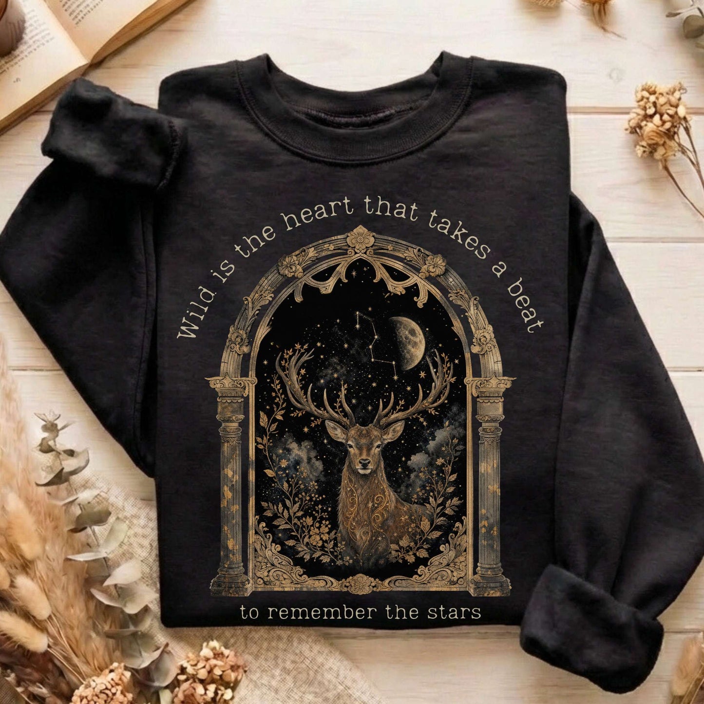 Wild Is the Heart Mythical Stag Stargazing Sweatshirt