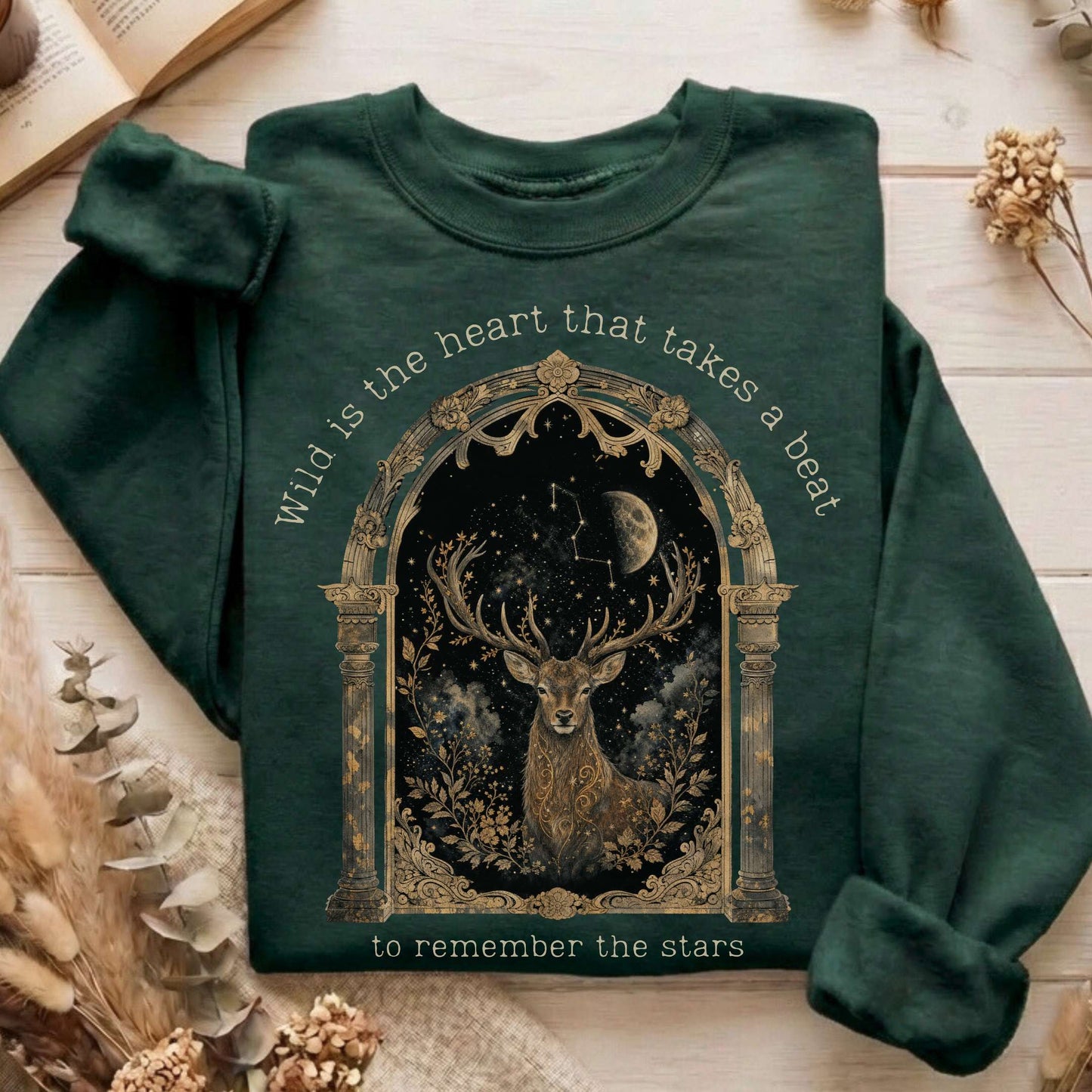 Wild Is the Heart Mythical Stag Stargazing Sweatshirt