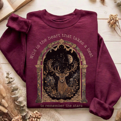 Wild Is the Heart Mythical Stag Stargazing Sweatshirt