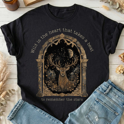 Wild Is the Heart Mythical Stag Stargazing T-Shirt