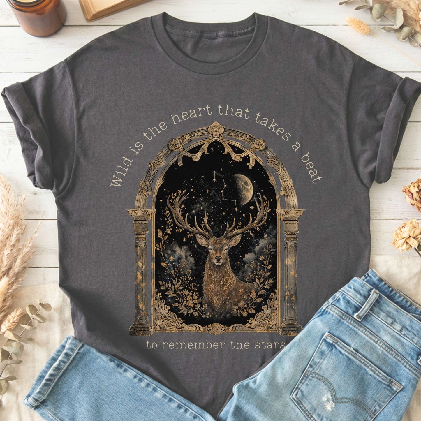 Wild Is the Heart Mythical Stag Stargazing T-Shirt