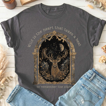 Wild Is the Heart Mythical Stag Stargazing T-Shirt