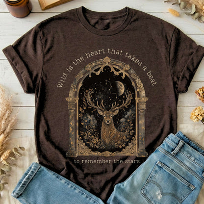 Wild Is the Heart Mythical Stag Stargazing T-Shirt