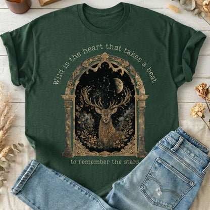 Wild Is the Heart Mythical Stag Stargazing T-Shirt