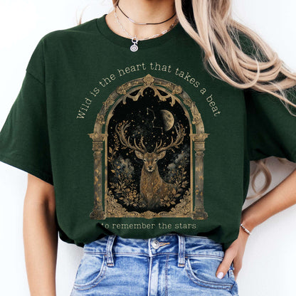 Wild Is the Heart Mythical Stag Stargazing T-Shirt