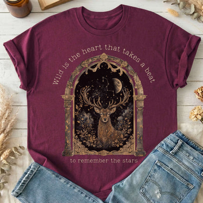 Wild Is the Heart Mythical Stag Stargazing T-Shirt