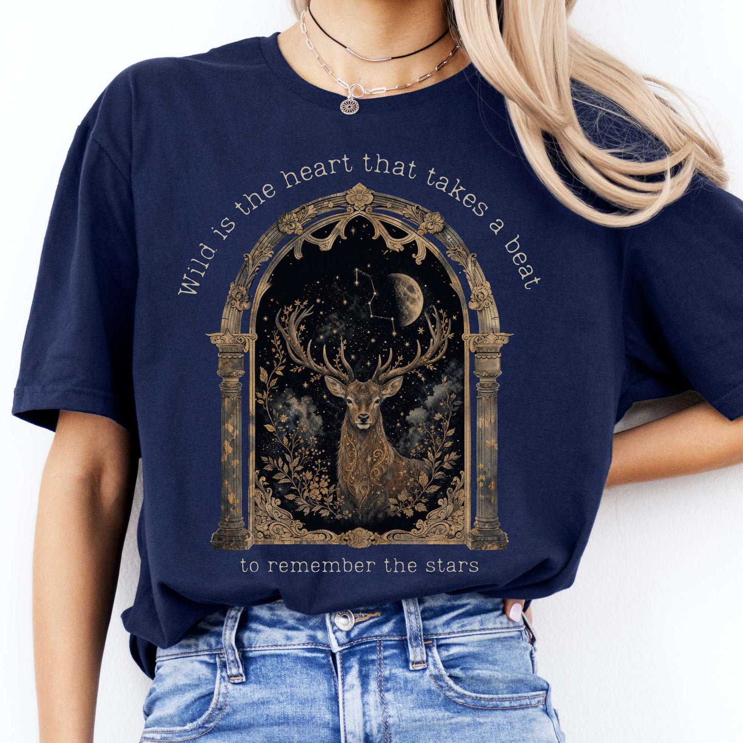Wild Is the Heart Mythical Stag Stargazing T-Shirt