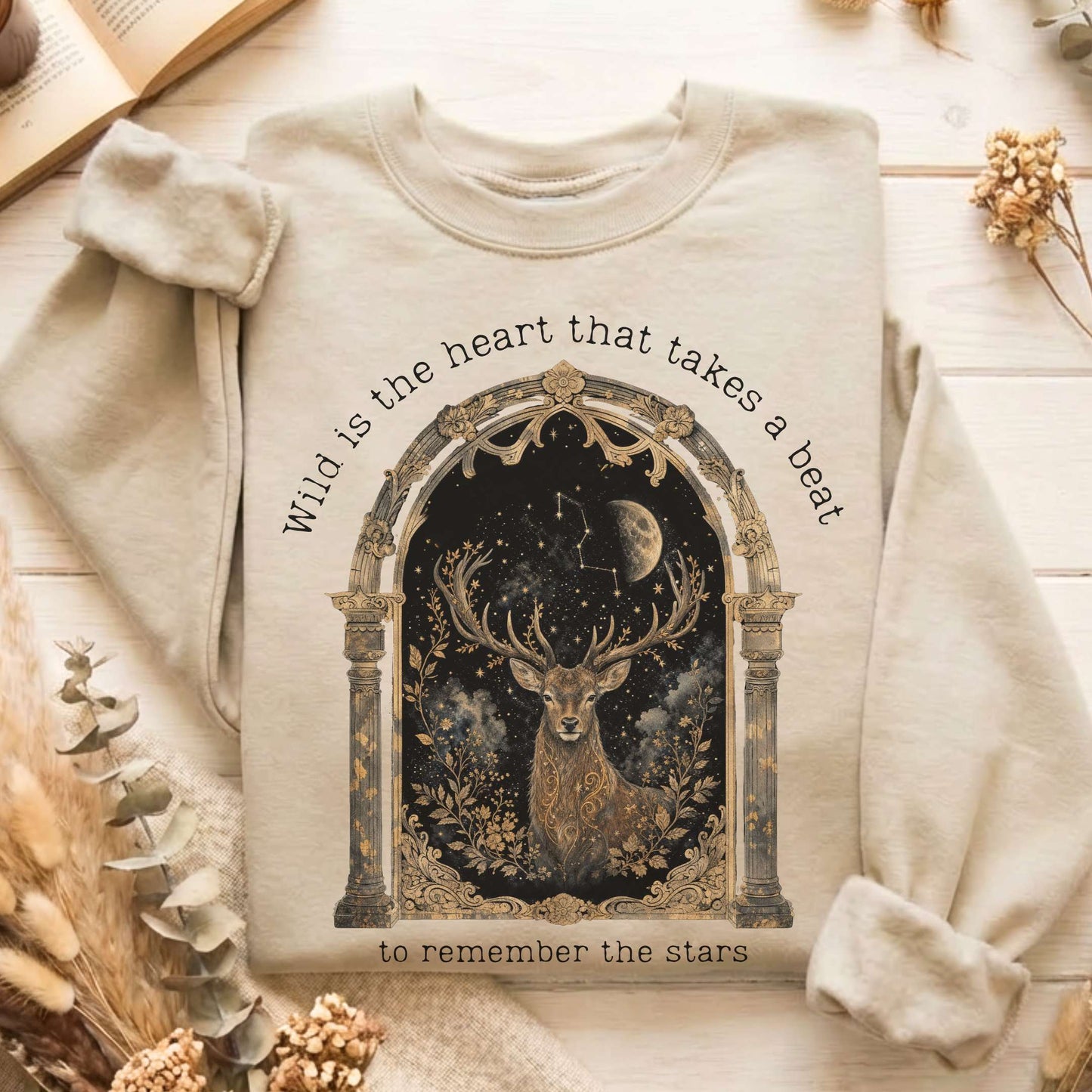 Wild Is the Heart Mythical Stag Stargazing Sweatshirt