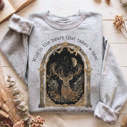 Wild Is the Heart Mythical Stag Stargazing Sweatshirt