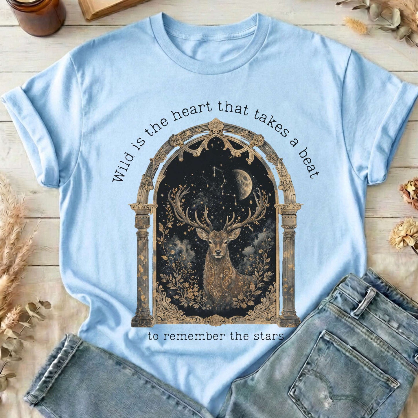 Wild Is the Heart Mythical Stag Stargazing T-Shirt
