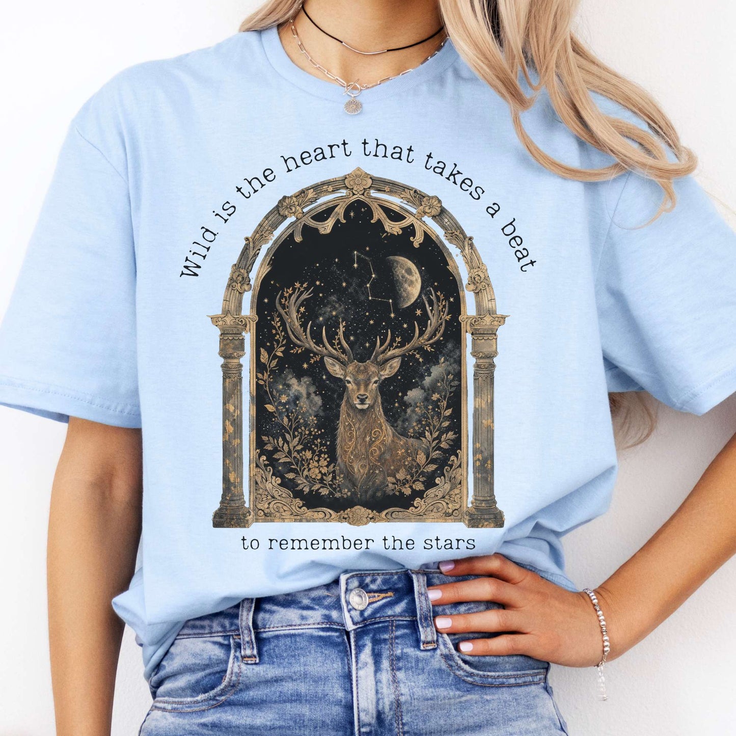 Wild Is the Heart Mythical Stag Stargazing T-Shirt