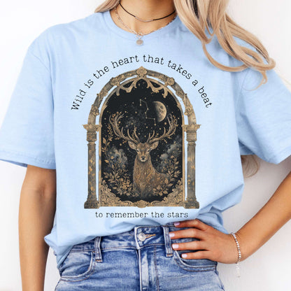 Wild Is the Heart Mythical Stag Stargazing T-Shirt