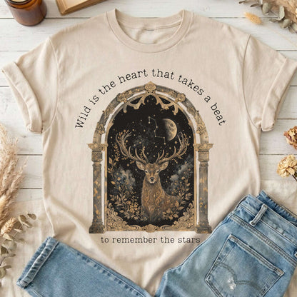 Wild Is the Heart Mythical Stag Stargazing T-Shirt