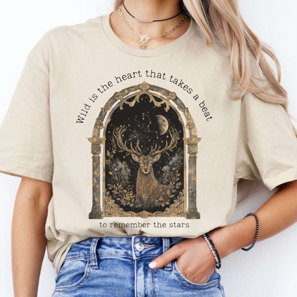 Wild Is the Heart Mythical Stag Stargazing T-Shirt