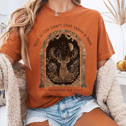 T-Shirt Yam / S Wild Is the Heart Mythical Stag Stargazing T-Shirt The Mystic Eden