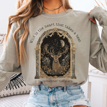 Long-sleeve Sandstone / S Wild Is the Heart Mythical Stag Stargazing Long Sleeve The Mystic Eden