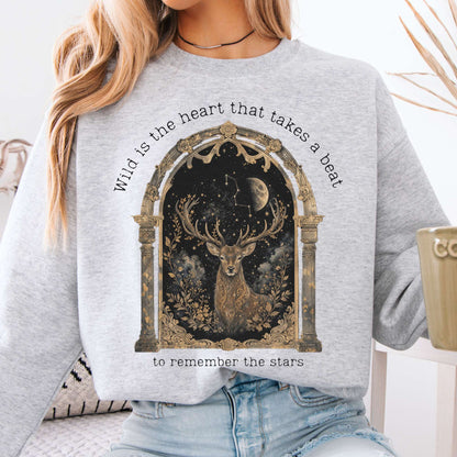 Sweatshirt Ash / S Wild Is the Heart Mythical Stag Stargazing Crewneck Sweatshirt The Mystic Eden