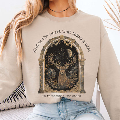 Sweatshirt Sand / S Wild Is the Heart Mythical Stag Stargazing Crewneck Sweatshirt The Mystic Eden