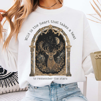 Sweatshirt White / S Wild Is the Heart Mythical Stag Stargazing Crewneck Sweatshirt The Mystic Eden