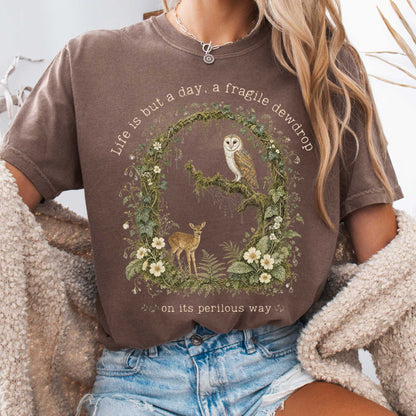 T-Shirt Espresso / S Life Is But a Day, a Fragile Dewdrop John Keats T-Shirt The Mystic Eden