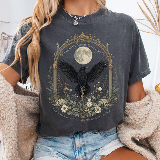 T-Shirt Pepper / S Quoth the Raven, Nevermore Poe Literary T-Shirt The Mystic Eden