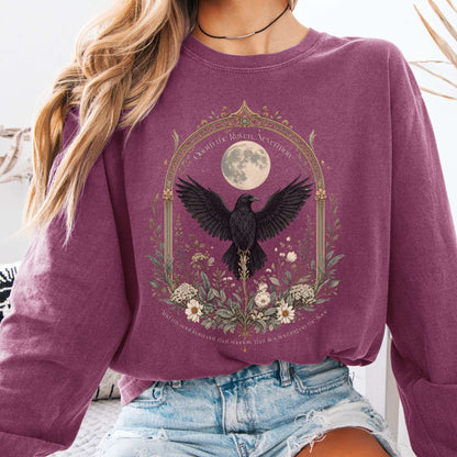 Long-sleeve Berry / S Quoth the Raven, Nevermore Poe Literary Long Sleeve The Mystic Eden