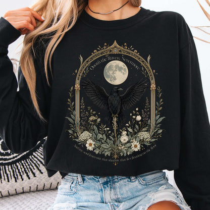 Long-sleeve Black / S Quoth the Raven, Nevermore Poe Literary Long Sleeve The Mystic Eden