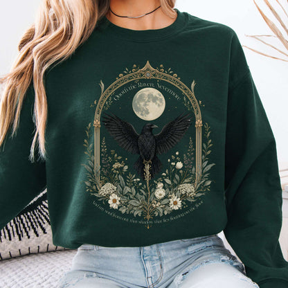 Sweatshirt Forest Green / S Quoth the Raven, Nevermore Poe Literary Crewneck Sweatshirt The Mystic Eden