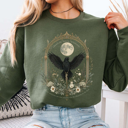 Sweatshirt Military Green / S Quoth the Raven, Nevermore Poe Literary Crewneck Sweatshirt The Mystic Eden