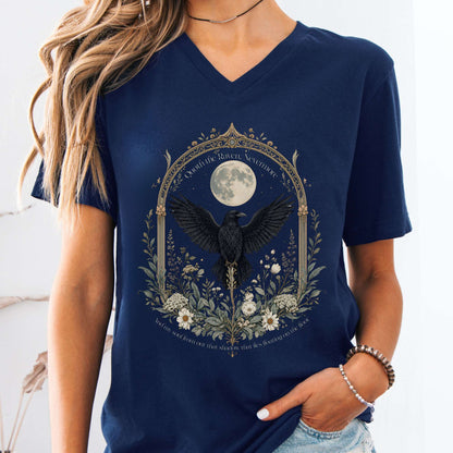 V-neck Navy / S Quoth the Raven, Nevermore Poe Literary V-Neck The Mystic Eden