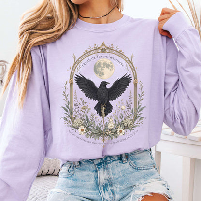 Long-sleeve Orchid / S Quoth the Raven, Nevermore Poe Literary Long Sleeve The Mystic Eden