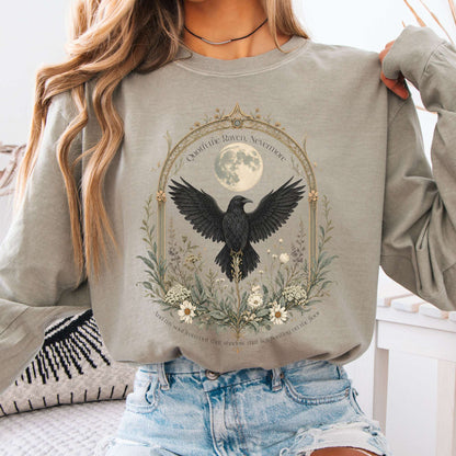 Long-sleeve Sandstone / S Quoth the Raven, Nevermore Poe Literary Long Sleeve The Mystic Eden