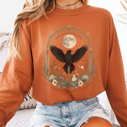 Long-sleeve Yam / S Quoth the Raven, Nevermore Poe Literary Long Sleeve The Mystic Eden