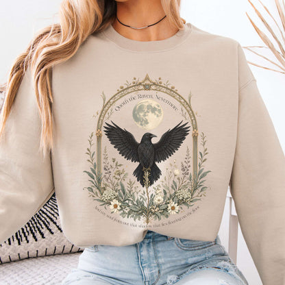 Sweatshirt Sand / S Quoth the Raven, Nevermore Poe Literary Crewneck Sweatshirt The Mystic Eden