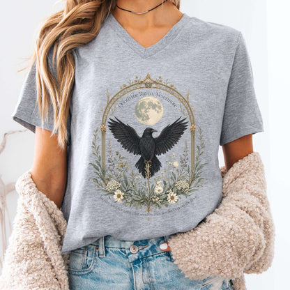 V-neck Athletic Heather / S Quoth the Raven, Nevermore Poe Literary V-Neck The Mystic Eden