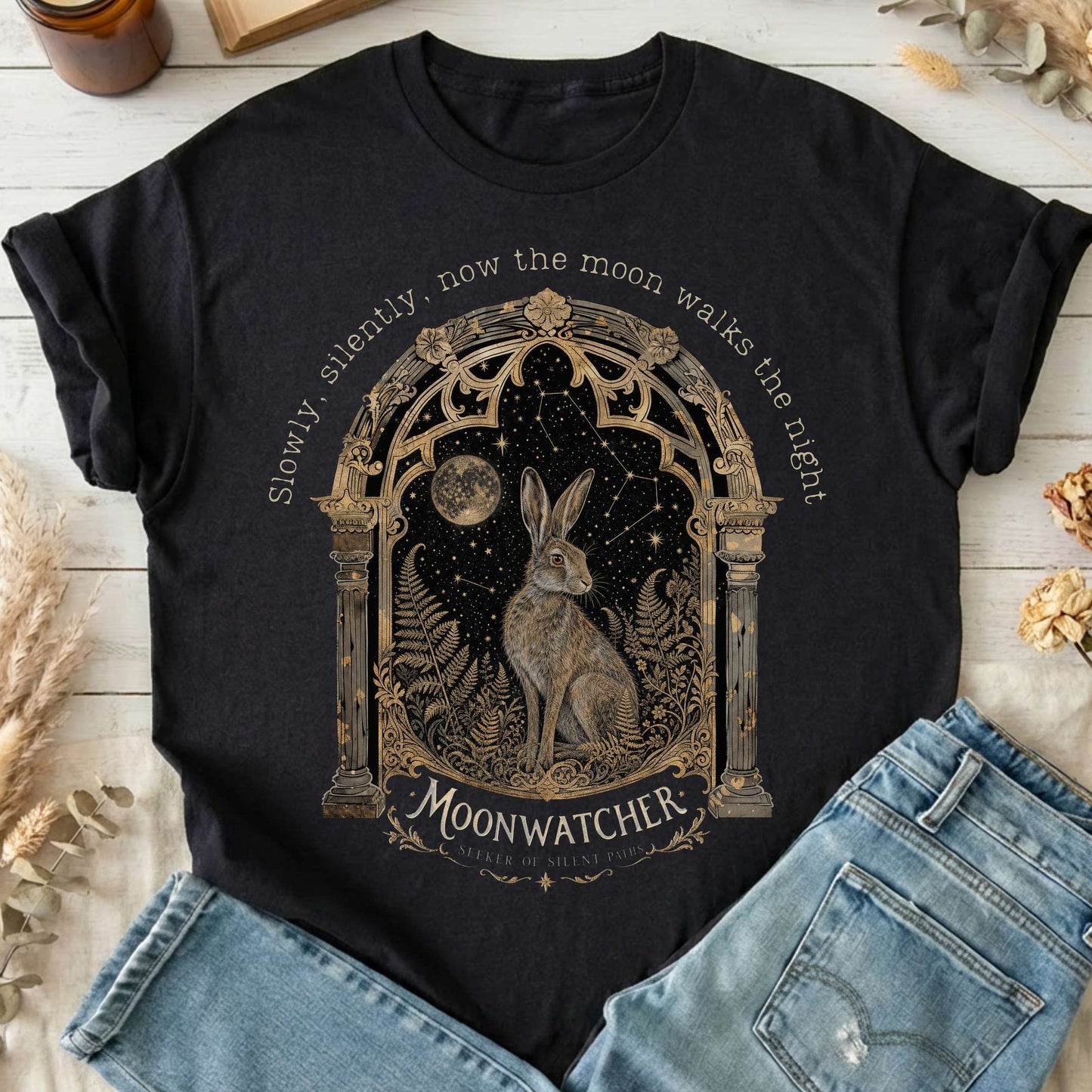 Slowly, Silently, Now the Moon Walks Walter de la Mare Literary T-Shirt