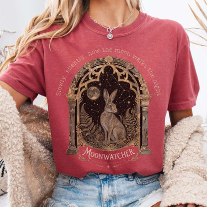 T-Shirt Crimson / S Slowly, Silently, Now the Moon Walter de la Mare Literary T-Shirt The Mystic Eden