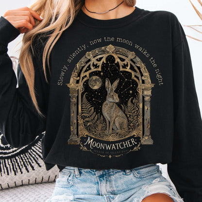Long-sleeve Black / S Slowly, Silently, Now the Moon Walter de la Mare Literary Long Sleeve The Mystic Eden