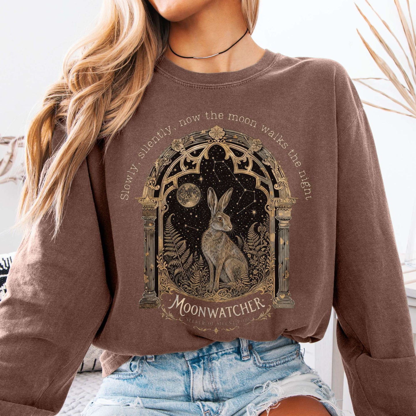 Long-sleeve Espresso / S Slowly, Silently, Now the Moon Walter de la Mare Literary Long Sleeve The Mystic Eden