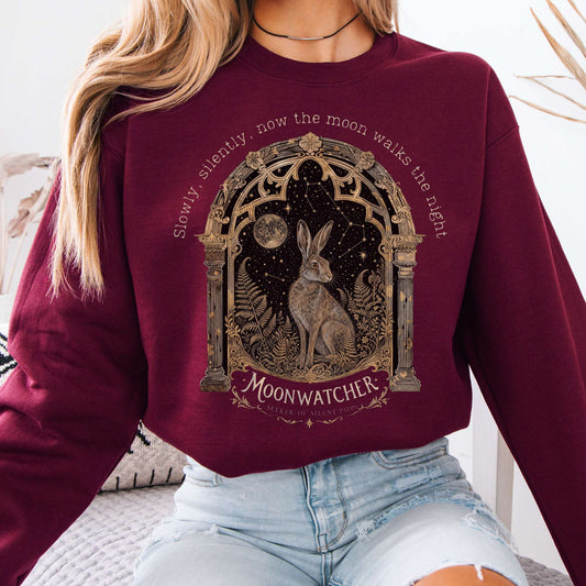 Sweatshirt Maroon / S Slowly, Silently, Now the Moon Walter de la Mare Literary Crewneck Sweatshirt The Mystic Eden
