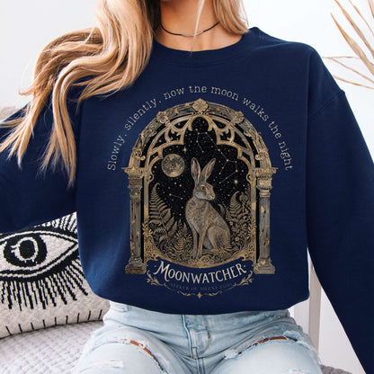 Sweatshirt Navy / S Slowly, Silently, Now the Moon Walter de la Mare Literary Crewneck Sweatshirt The Mystic Eden