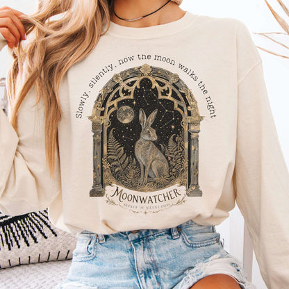 Long-sleeve Ivory / S Slowly, Silently, Now the Moon Walter de la Mare Literary Long Sleeve The Mystic Eden