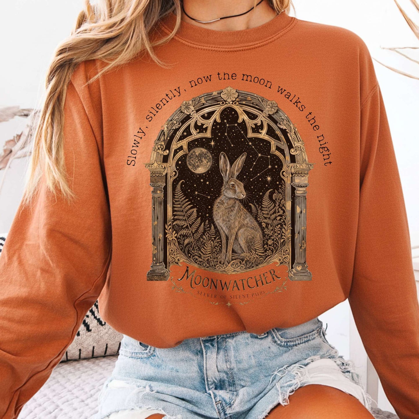 Long-sleeve Yam / S Slowly, Silently, Now the Moon Walter de la Mare Literary Long Sleeve The Mystic Eden