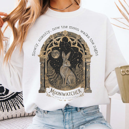 Sweatshirt White / S Slowly, Silently, Now the Moon Walter de la Mare Literary Crewneck Sweatshirt The Mystic Eden