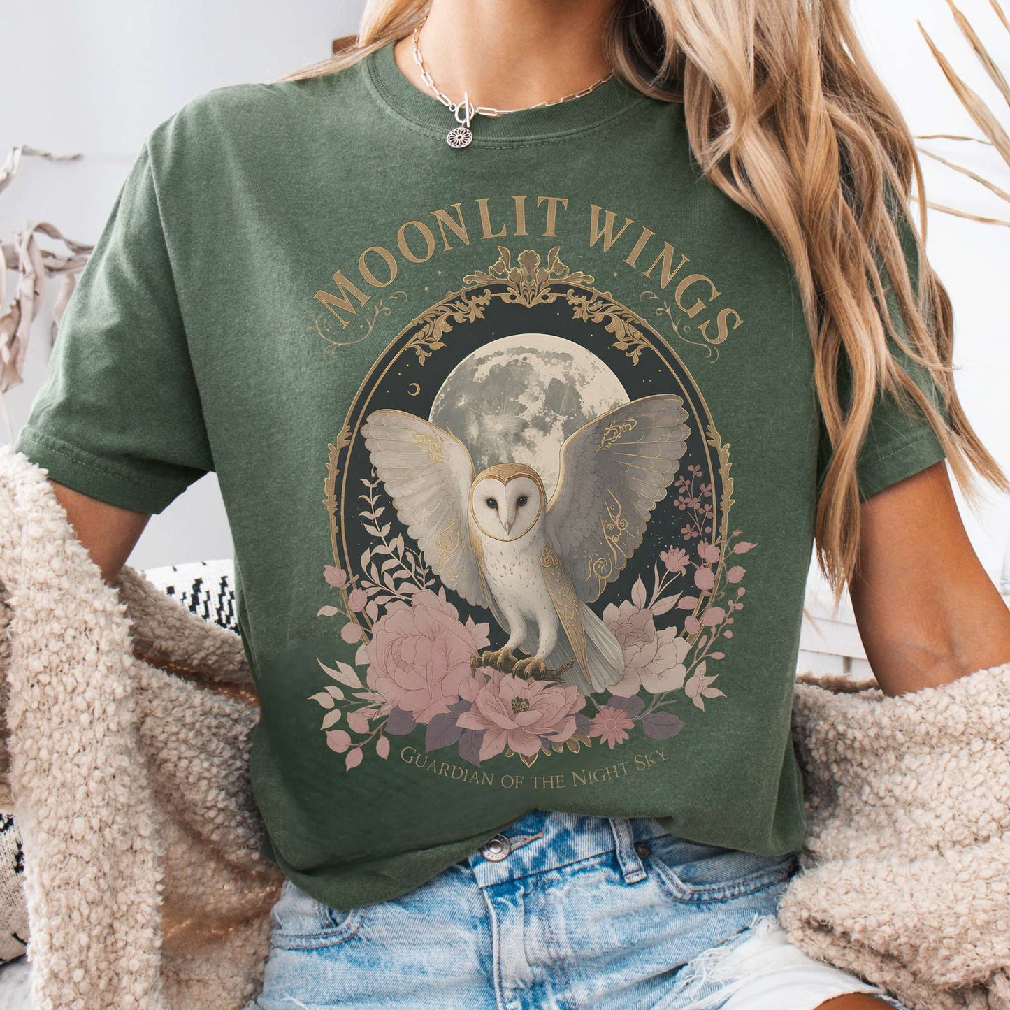 T-Shirt Moss / S Moonlit Wings Celtic Folklore T-Shirt The Mystic Eden