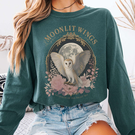 Long-sleeve Blue Spruce / S Moonlit Wings Celtic Folklore Long Sleeve The Mystic Eden