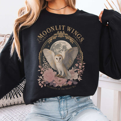 Sweatshirt Black / S Moonlit Wings Celtic Folklore Crewneck Sweatshirt The Mystic Eden