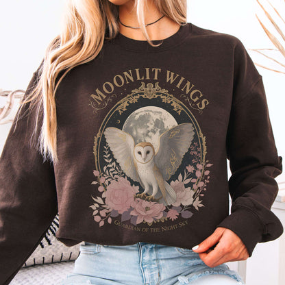 Sweatshirt Dark Chocolate / S Moonlit Wings Celtic Folklore Crewneck Sweatshirt The Mystic Eden