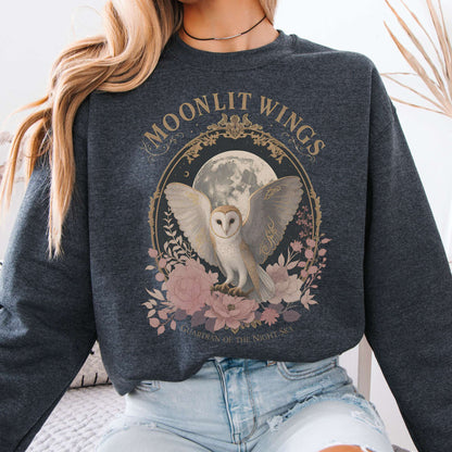 Sweatshirt Dark Heather / S Moonlit Wings Celtic Folklore Crewneck Sweatshirt The Mystic Eden