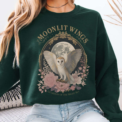 Sweatshirt Forest Green / S Moonlit Wings Celtic Folklore Crewneck Sweatshirt The Mystic Eden
